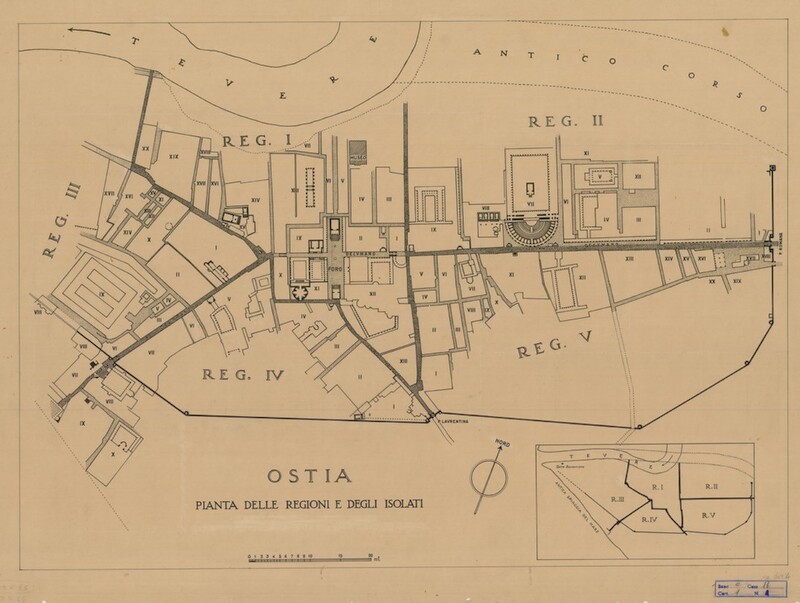 Pianta di Ostia con indicazione delle Regiones