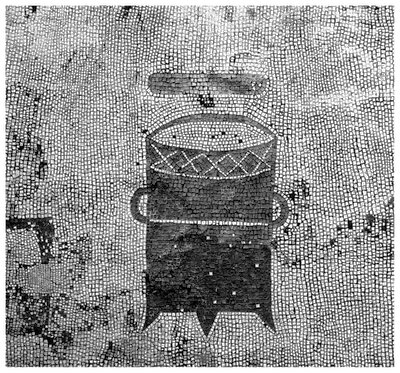 Mosaico con rappresentazione di modio e rutellum