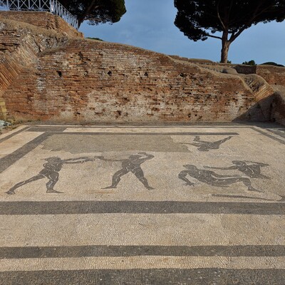 Terme del Nettuno - Mosaico con i lottatori